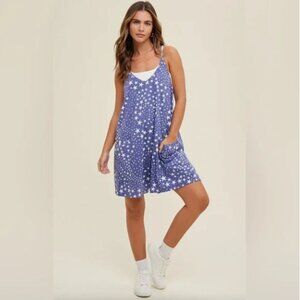 Free People Movement Star Print Romper Blue/White 4th of July Granola Girl Boho